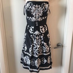 Black and white strapless dress